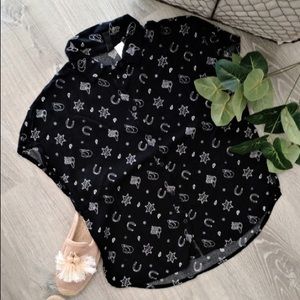 H&M Cowboy Print Button Up Crop Top